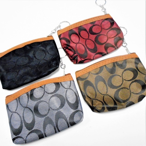 Handbags - 24 ❤️ Four Pack 4.5" Fashionable Zipper Coin Bag w/ Keychains